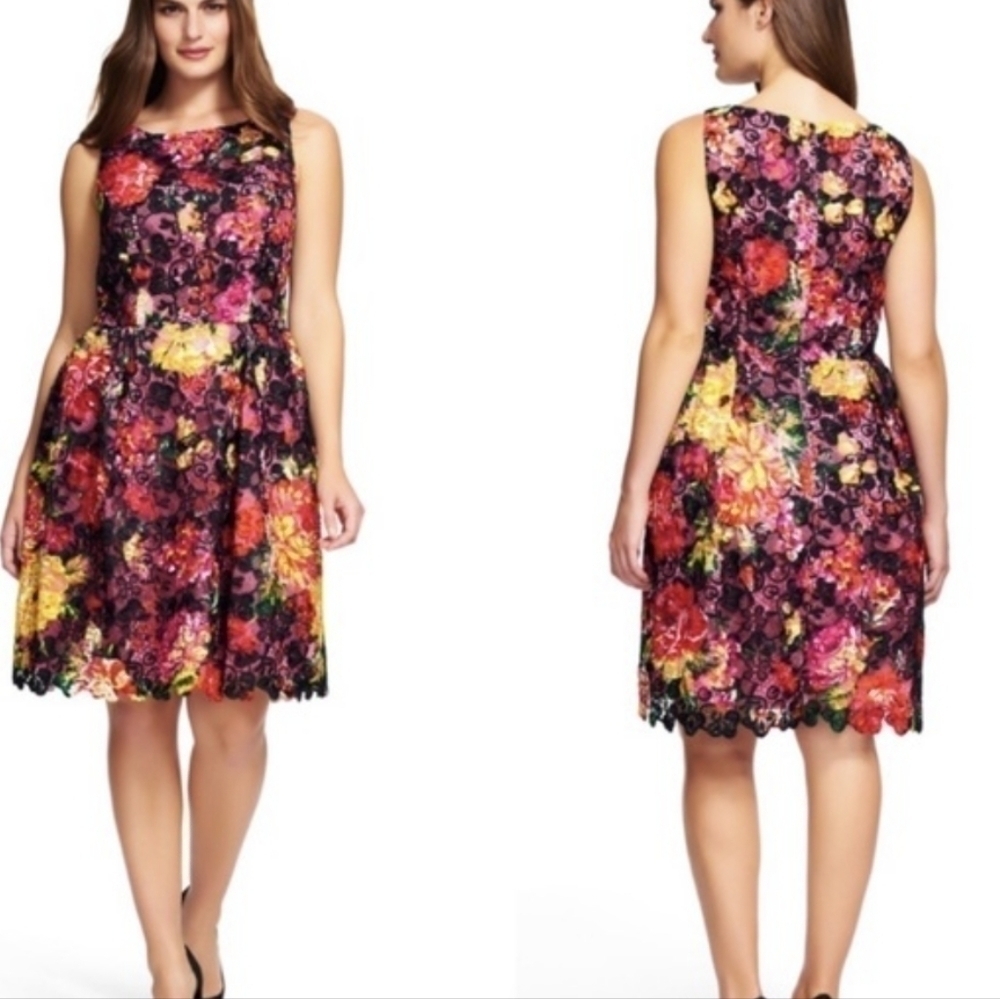 Adrianna Papell Floral lace dress sz 4